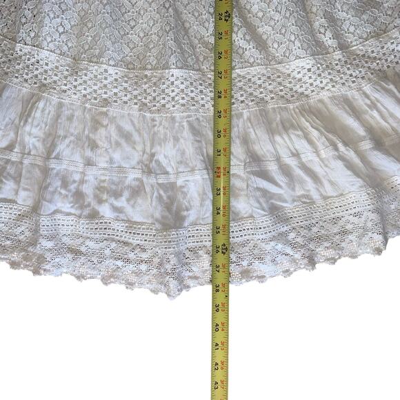 Vintage Y2K bohemian boho cream tiered lace maxi skirt size small - Picture 8 of 8